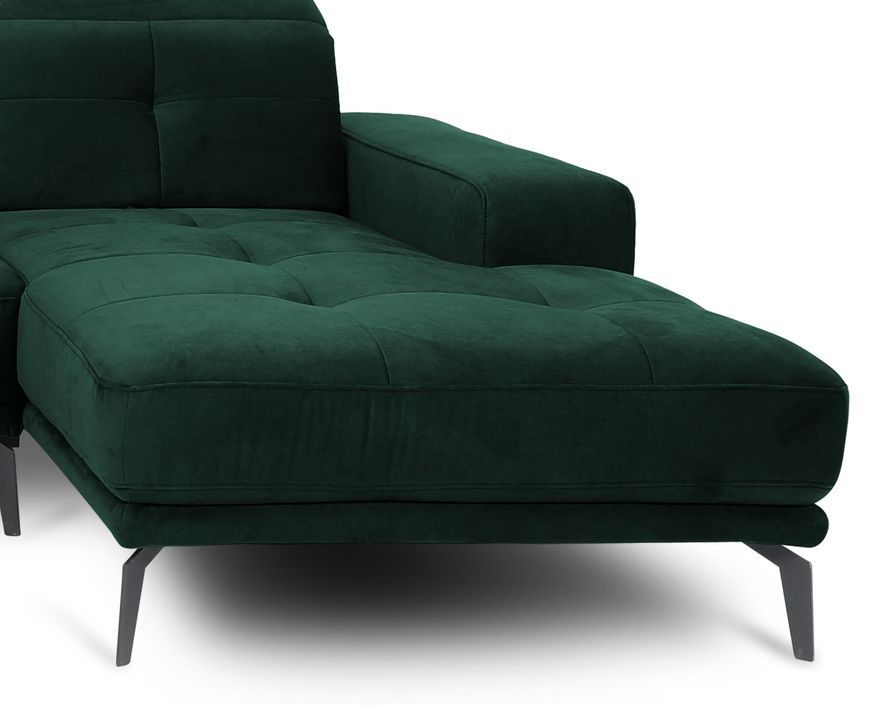 Canapé panoramique design velours vert foncé têtières angle gauche avec accoudoir Stan 350 cm - Photo n°2