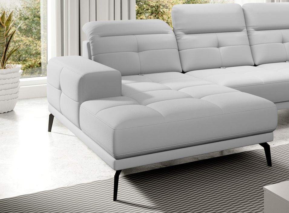 Canapé panoramique moderne simili cuir blanc angle droit Versus 350 cm - Photo n°3