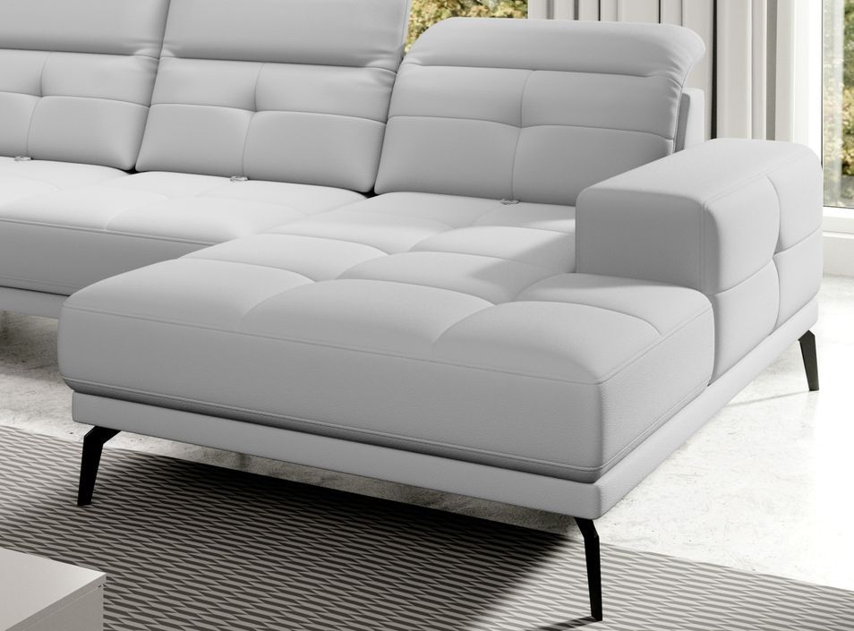 Canapé panoramique moderne simili cuir blanc angle gauche Versus 350 cm - Photo n°2