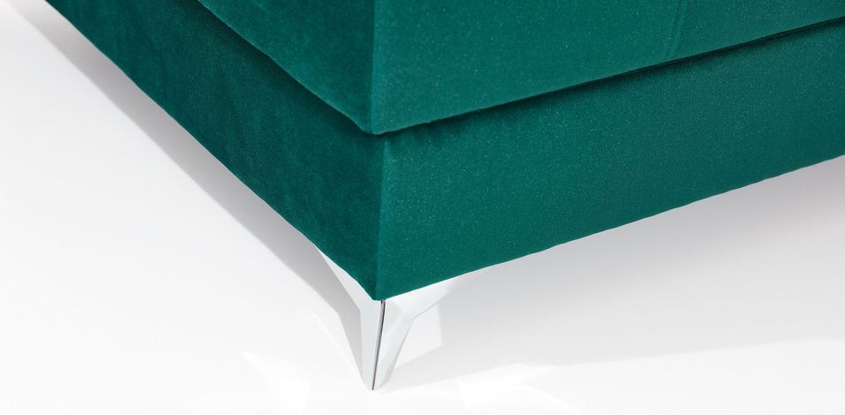 Canapé panoramique velours vert foncé coffre de rangement à droite Kutty 345 cm - Photo n°9