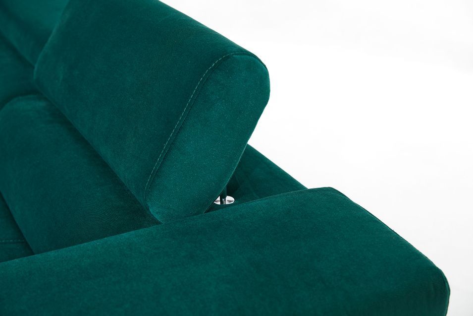 Canapé panoramique velours vert foncé coffre de rangement à droite Kutty 345 cm - Photo n°11