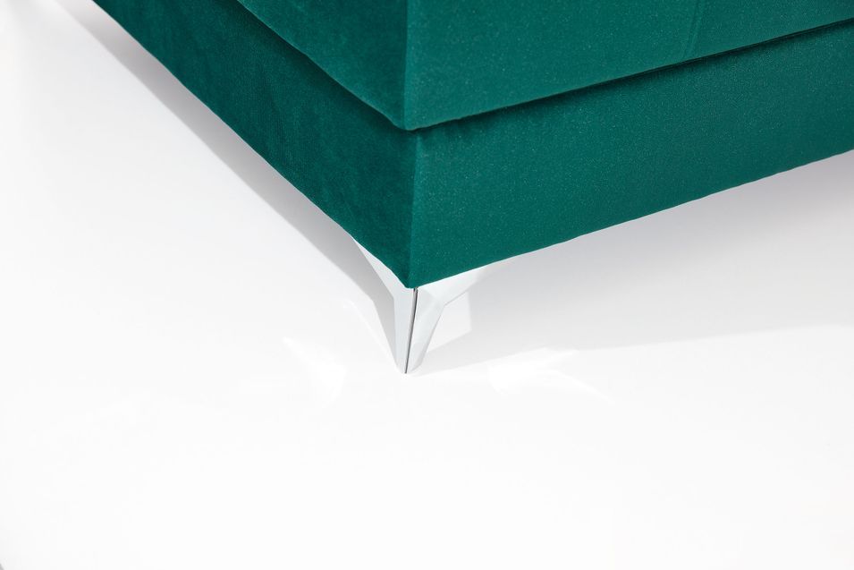 Canapé panoramique velours vert foncé coffre de rangement à gauche Kutty 345 cm - Photo n°15