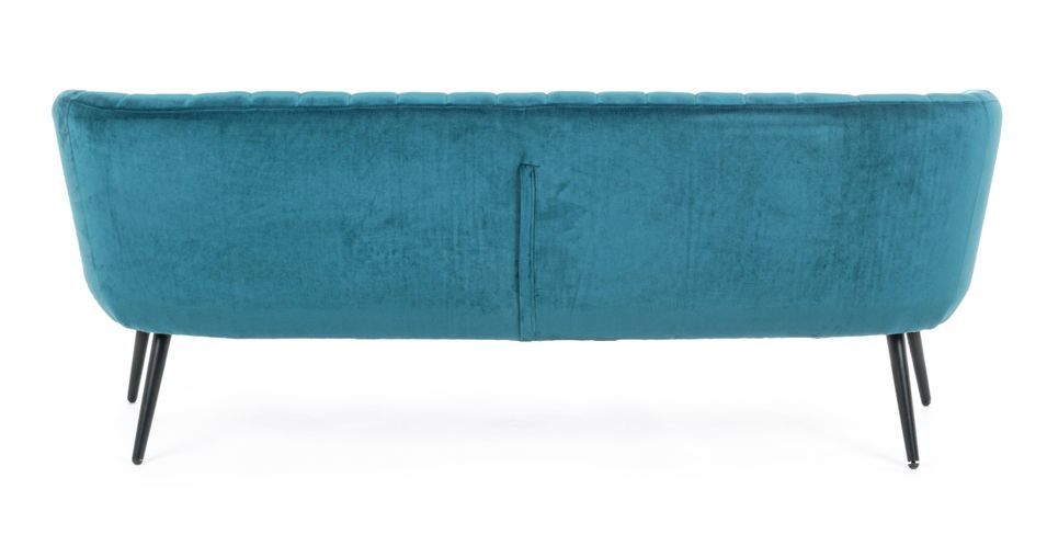Canapé polyester bleu paon et pieds en acier 3 places Avi - Photo n°4