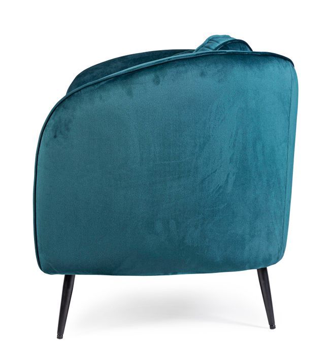 Canapé polyester effet velours bleu avec coussin 2 places Cady - Photo n°8