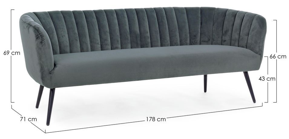 Canapé polyester gris foncé et pieds en acier 3 places Avi - Photo n°3