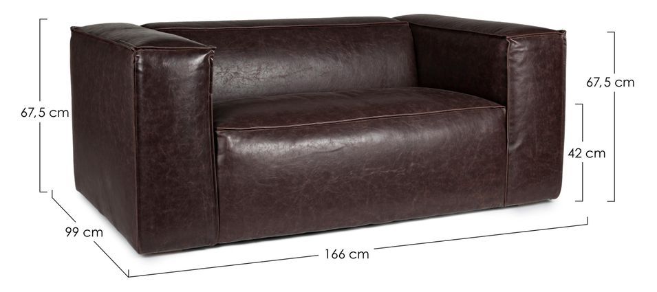 Canapé simili cuir marron 2 places Liliane 166 cm - Photo n°7