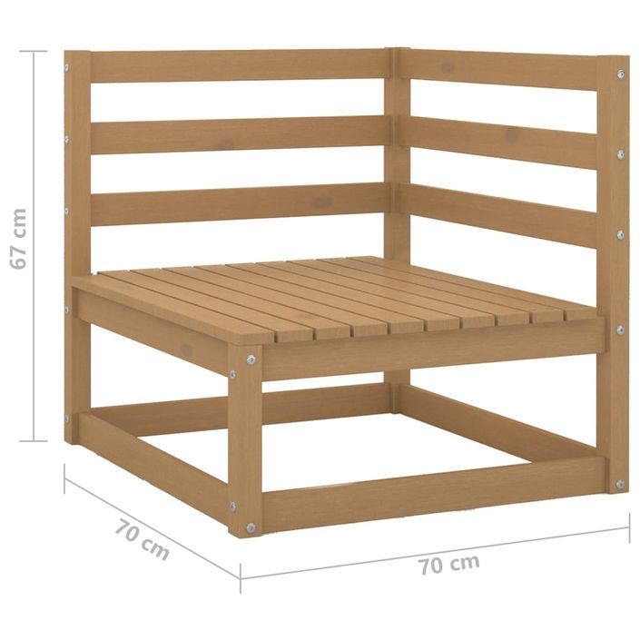 Canapés d'angle de jardin 2 pcs Marron miel Bois de pin massif - Photo n°7