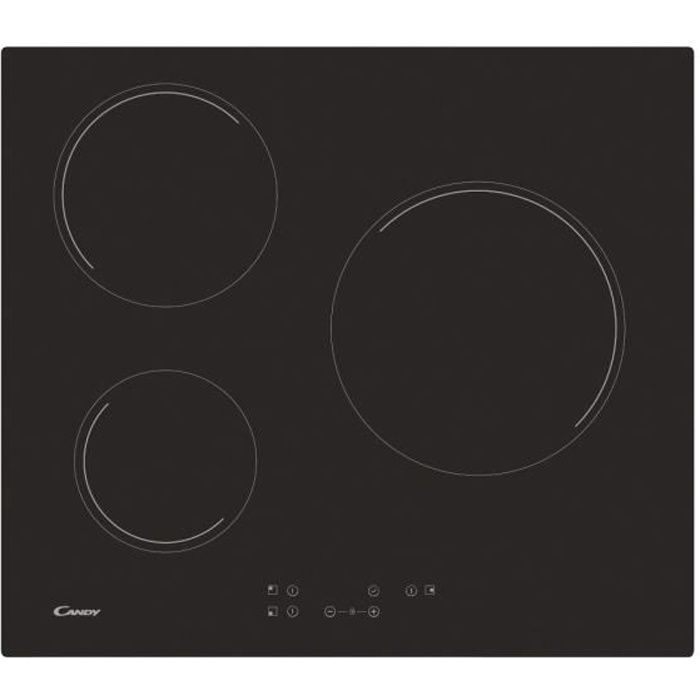 CANDY CH63CT - Plaque de cuisson vitrocéramique - 5500W - 3 foyers - Noir - Photo n°1