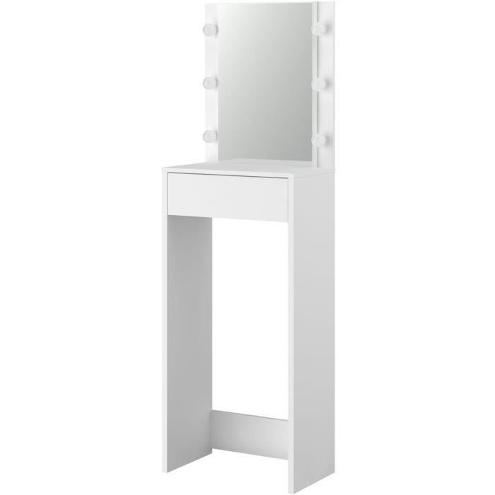 CANDY Coiffeuse haute avec miroir LED - Décor blanc - L 54,5 x P 31 x H 170 cm - Photo n°6