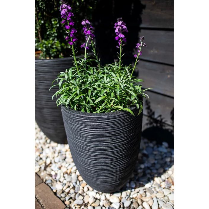 Capi Pot à fleurs Nature Rib élégant bas 36x47 cm noir KBLR782 - Photo n°9