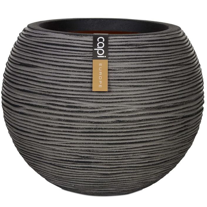 Capi Pot à fleurs Nature Rib rond 40 x 32 cm anthracite KOFZ270 - Photo n°1