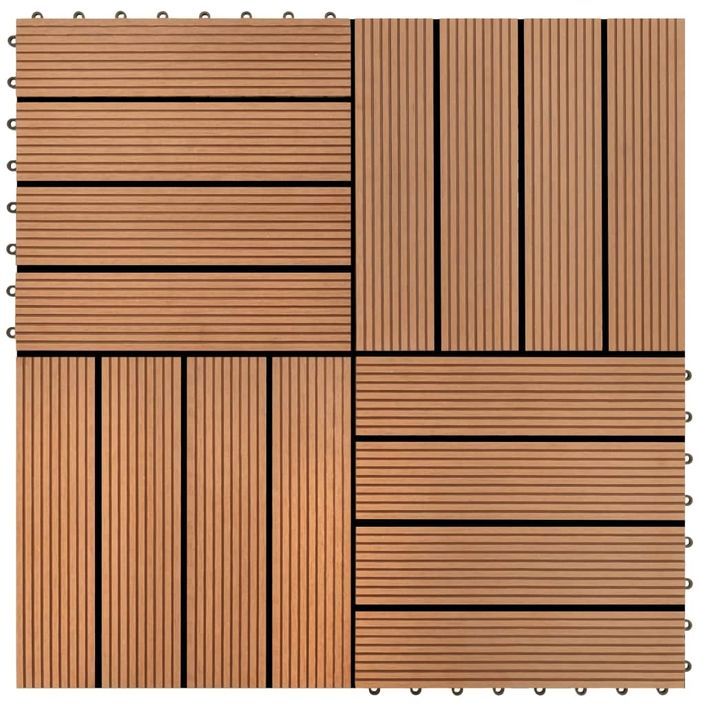 Carreau de terrasse 22 pcs 30 x 30 cm 2 m² WPC Marron - Photo n°1