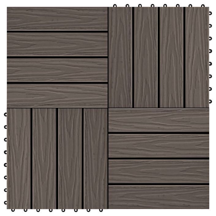 Carreau de terrasse en relief 11 pcs WPC 30x30 cm 1 m² Marron - Photo n°1