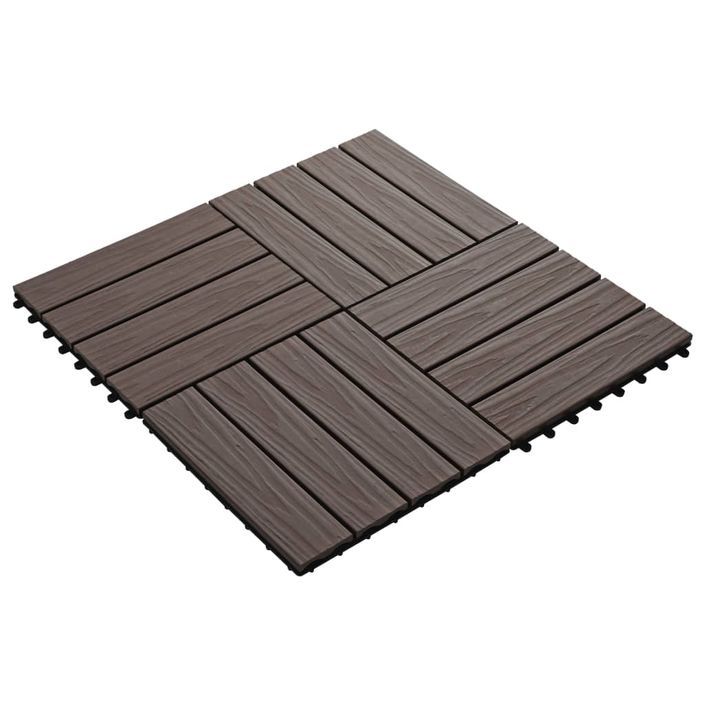 Carreau de terrasse en relief 11 pcs WPC 30x30 cm 1 m² Marron - Photo n°2