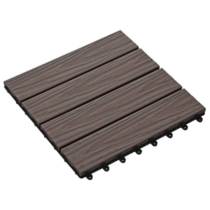 Carreau de terrasse en relief 11 pcs WPC 30x30 cm 1 m² Marron - Photo n°3