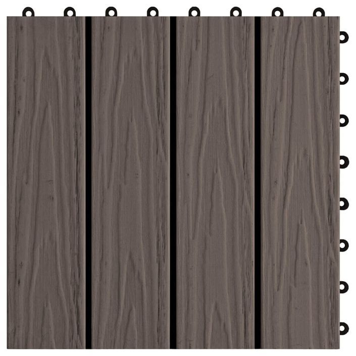 Carreau de terrasse en relief 11 pcs WPC 30x30 cm 1 m² Marron - Photo n°5