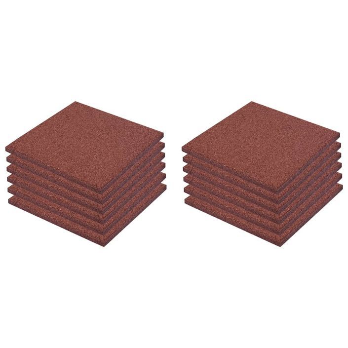 Carreaux de protection antichoc 12pc Caoutchouc 50x50x3cm Rouge - Photo n°2