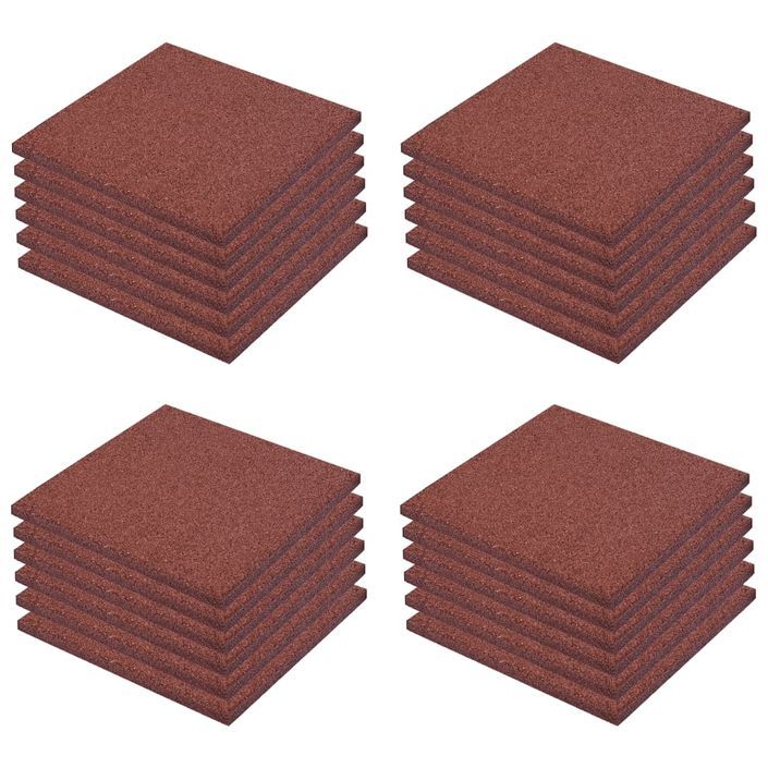 Carreaux de protection antichoc 24pc Caoutchouc 50x50x3cm Rouge - Photo n°2