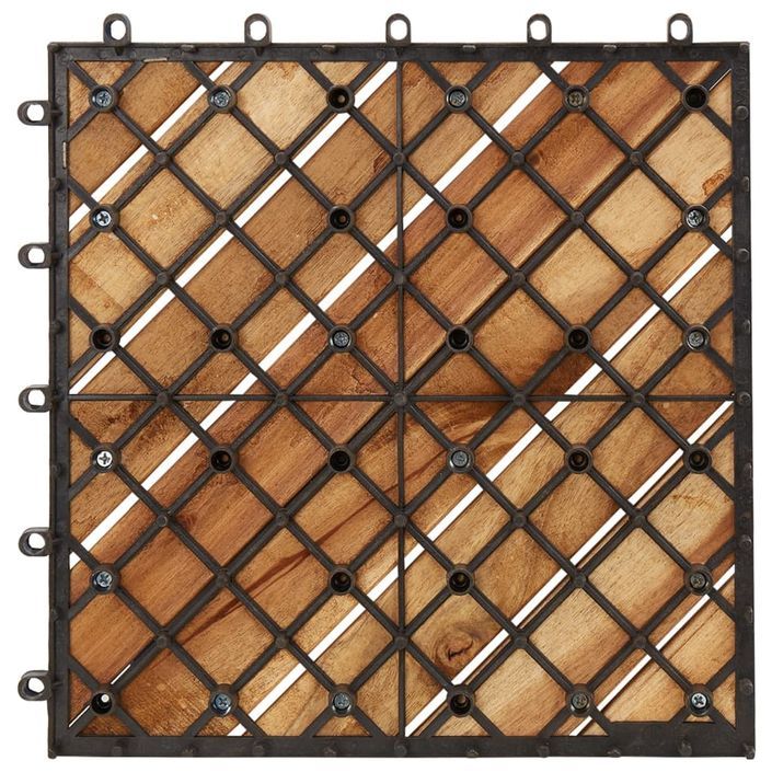 Carreaux de terrasse 10 pcs 30x30 cm Bois d'acacia solide - Photo n°4