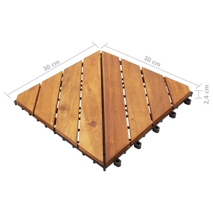 Carreaux de terrasse 10 pcs 30x30 cm Bois d'acacia solide - Photo n°6