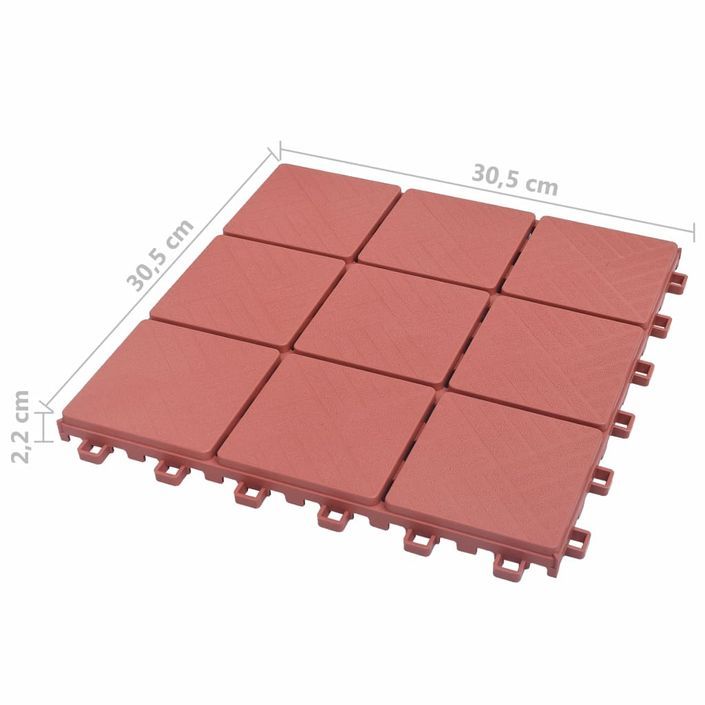 Carreaux de terrasse 10 pcs Rouge 30,5x30,5 cm Plastique - Photo n°8