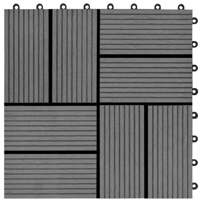 Carreaux de terrasse 22 pcs 30 x 30 cm 2 m² WPC Gris 2 - Photo n°5