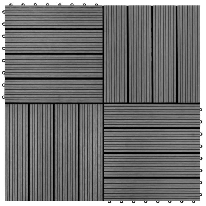 Carreaux de terrasse 22 pcs 30 x 30 cm 2 m² WPC Gris 3 - Photo n°1