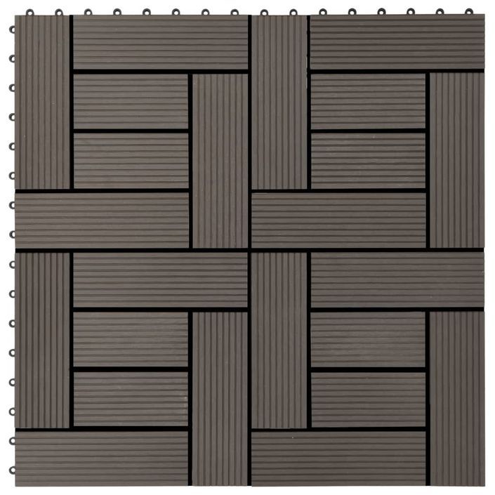 Carreaux de terrasse 22 pcs 30 x 30 cm 2 m² WPC Marron foncé - Photo n°1