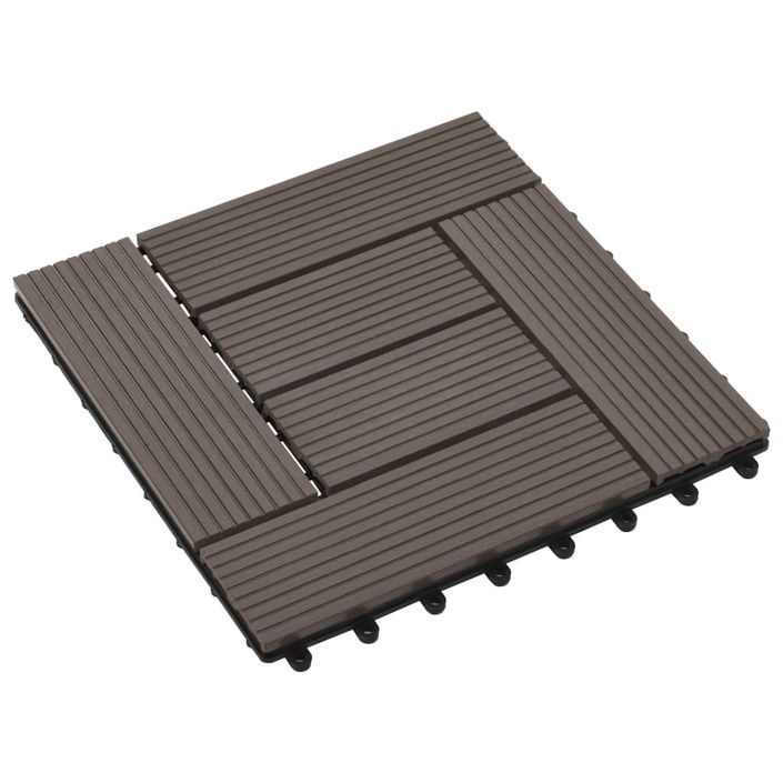 Carreaux de terrasse 22 pcs 30 x 30 cm 2 m² WPC Marron foncé - Photo n°3