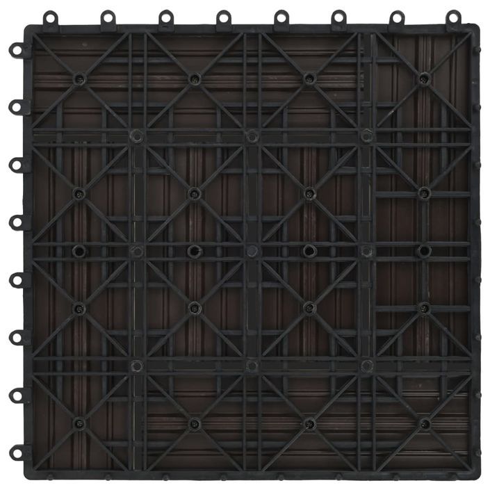 Carreaux de terrasse 22 pcs 30 x 30 cm 2 m² WPC Marron foncé - Photo n°6