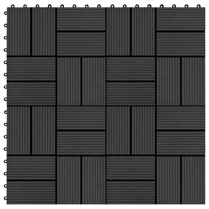 Carreaux de terrasse 22 pcs 30 x 30 cm 2 m² WPC Noir 2 - Photo n°1