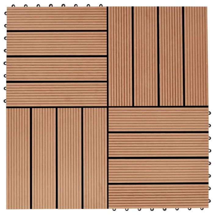 Carreaux de terrasse 22 pcs 30 x 30 cm 2 m² WPC Teck 3 - Photo n°1