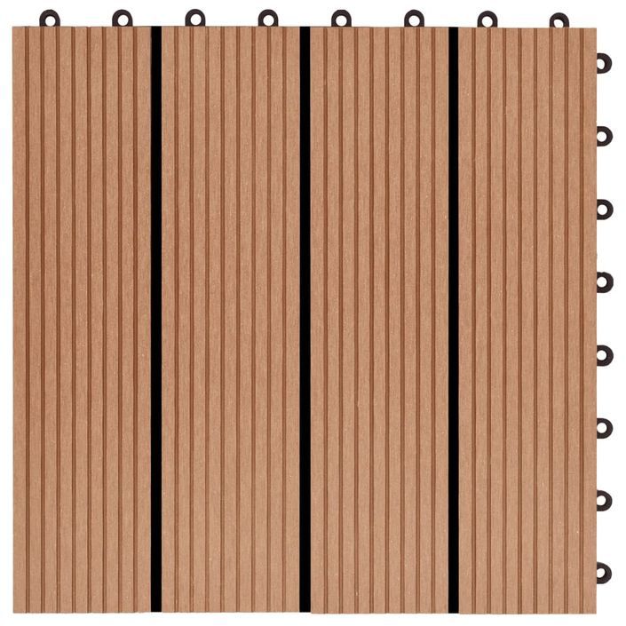 Carreaux de terrasse 22 pcs 30 x 30 cm 2 m² WPC Teck 3 - Photo n°5