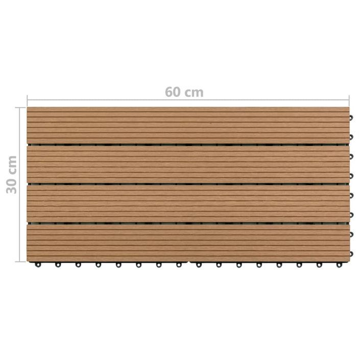 Carreaux de terrasse 6 pcs WPC 60x30 cm 1,08 m² Marron - Photo n°6