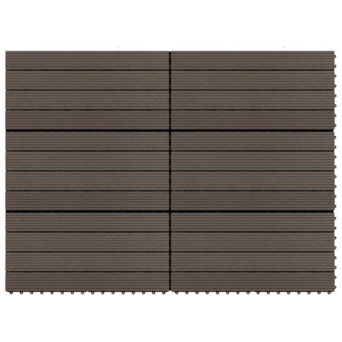 Carreaux de terrasse 6 pcs WPC 60x30 cm 1,08 m² Marron foncé - Photo n°1