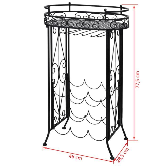 Casier à bouteilles avec porte-verre pour 9 bouteilles Métal - Photo n°5