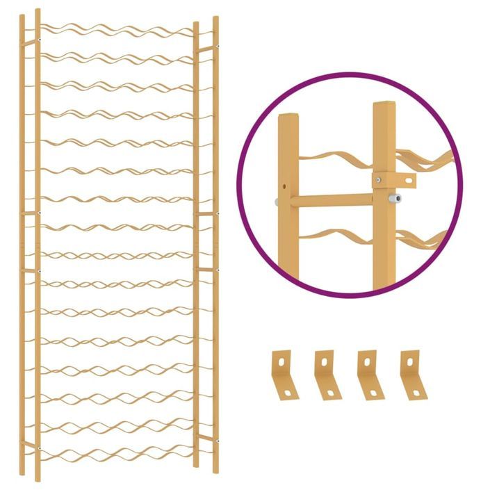 Casier à bouteilles pour 96 bouteilles Doré Métal - Photo n°6