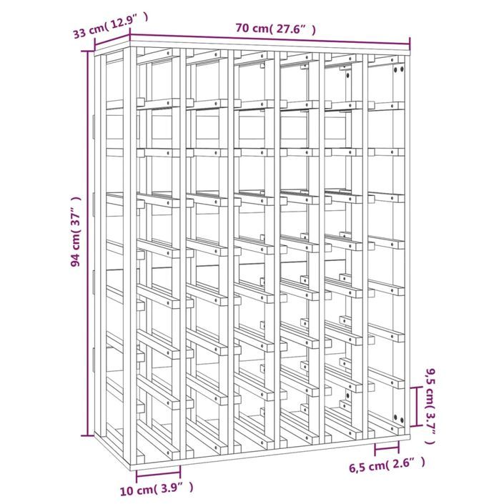 Casier à vin 70x33x94 cm Bois de pin massif - Photo n°7