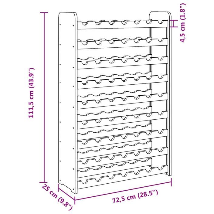 Casier à vin 72,5x25x111,5 cm Bois de pin massif - Photo n°9