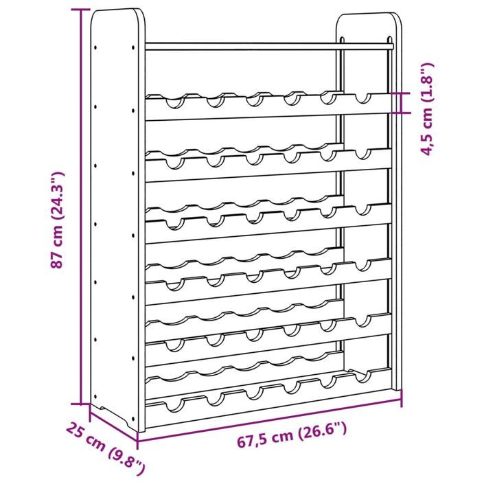 Casier à vin et panneau supérieur 67,5x25x87 cm bois pin massif - Photo n°9