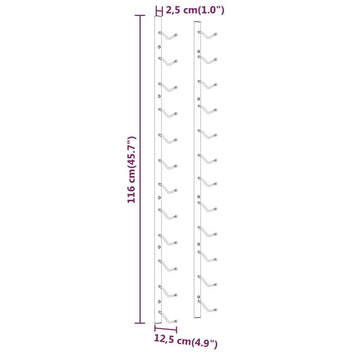 Casier à vin mural pour 12 bouteilles 2 pcs Blanc Fer - Photo n°5