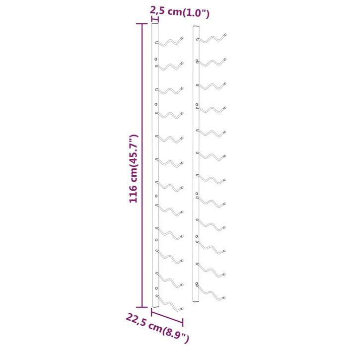 Casier à vin mural pour 24 bouteilles 2 pcs Blanc Fer - Photo n°7