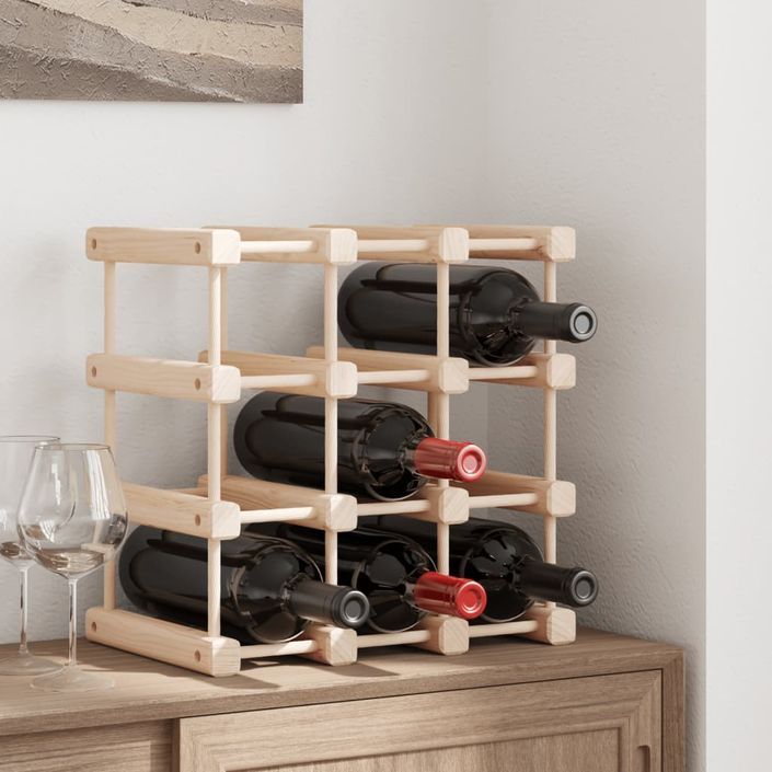 Casier à vin pour 12 bouteilles 36x23x36 cm bois massif de pin - Photo n°2