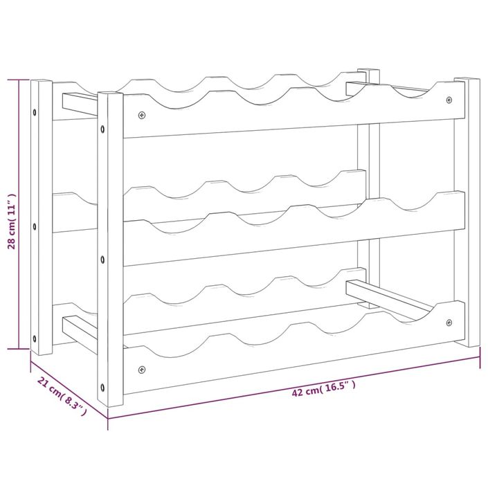Casier à vin pour 12 bouteilles Bois massif de noyer - Photo n°6