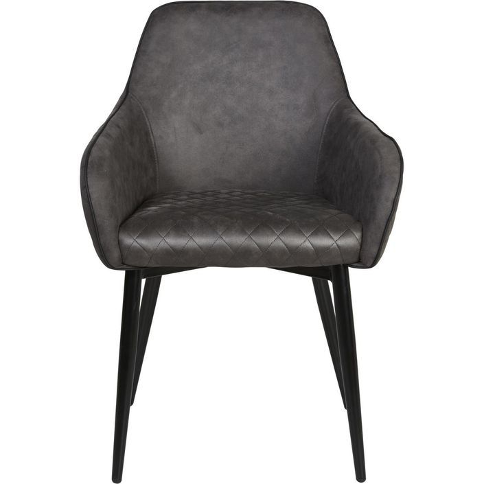 Chaise simili, cuir gris et métal noir vintage Katy - Lot de 2 - Photo n°2