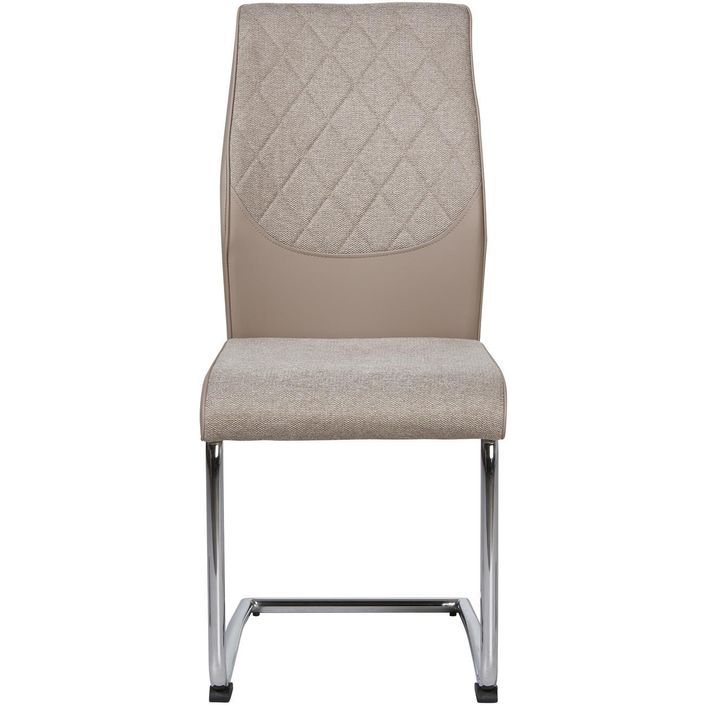 Chaise design tissu beige clair et métal chromé Bekam - Lot de 4 - Photo n°2