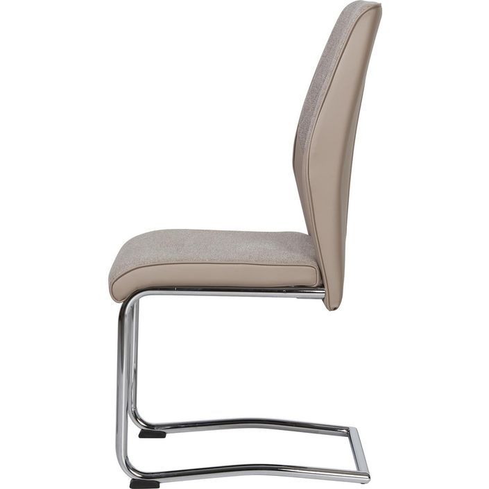 Chaise design tissu beige clair et métal chromé Bekam - Lot de 4 - Photo n°4