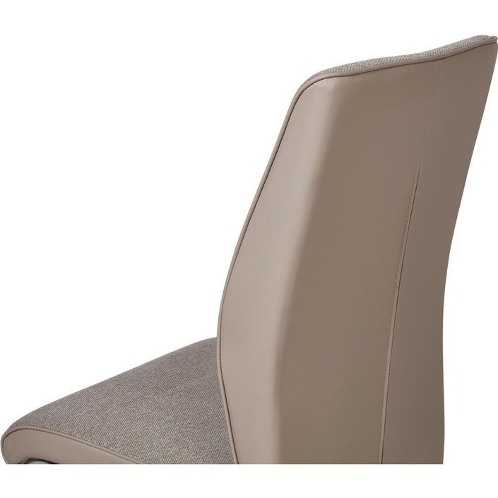 Chaise design tissu beige clair et métal chromé Bekam - Lot de 4 - Photo n°5