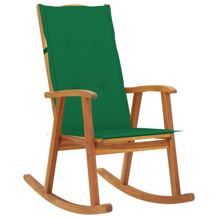 Chaise à bascule avec coussins Bois d'acacia massif 8 - Photo n°1