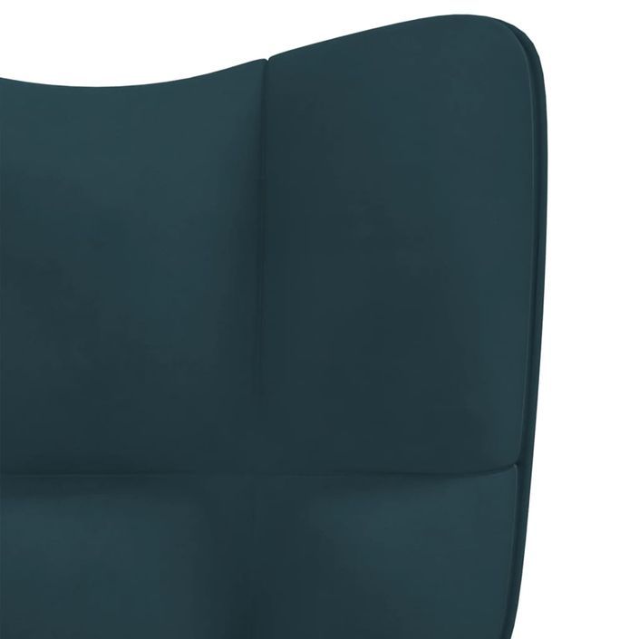 Chaise à bascule avec repose-pied Bleu Velours - Photo n°9
